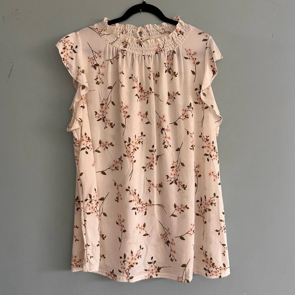Melloday 2X Floral Sleeveless Ruffle Blouse - Picture 4 of 4